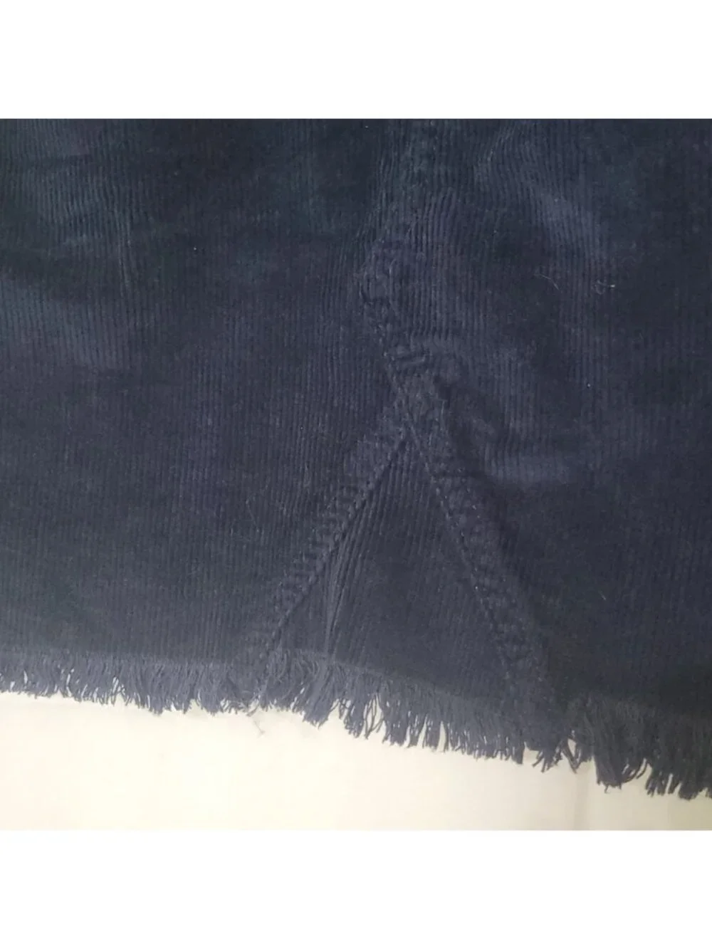 Corduroy Navy Blue Mini Skirt With Frayed Hem & Front Button Closure Size 5/27W - Picture 4 of 15